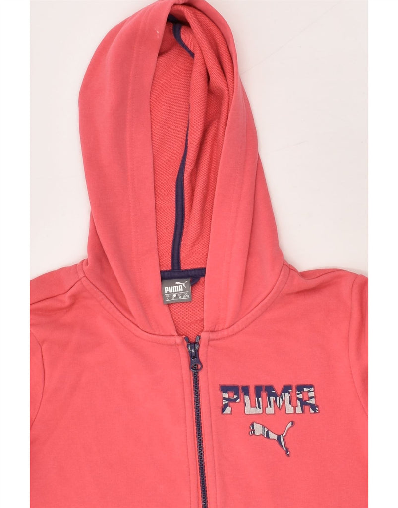 PUMA Girls Graphic Zip Hoodie Sweater 11-12 Years Large Pink Cotton | Vintage Puma | Thrift | Second-Hand Puma | Used Clothing | Messina Hembry 