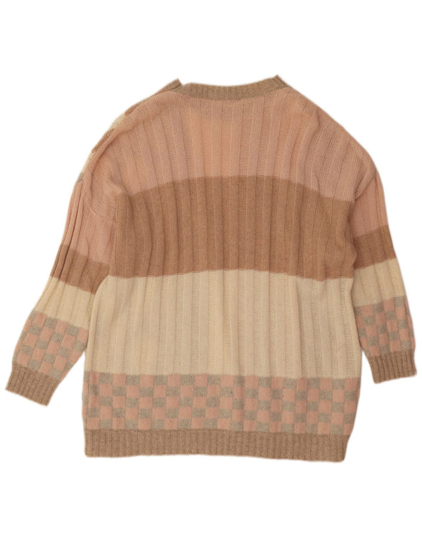 Stefanel Mens Boat Neck Jumper Sweater 2XL Multicoloured Geometric