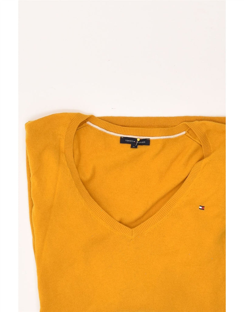 TOMMY HILFIGER Womens V-Neck Jumper Sweater UK 18 XL Yellow Wool | Vintage Tommy Hilfiger | Thrift | Second-Hand Tommy Hilfiger | Used Clothing | Messina Hembry 