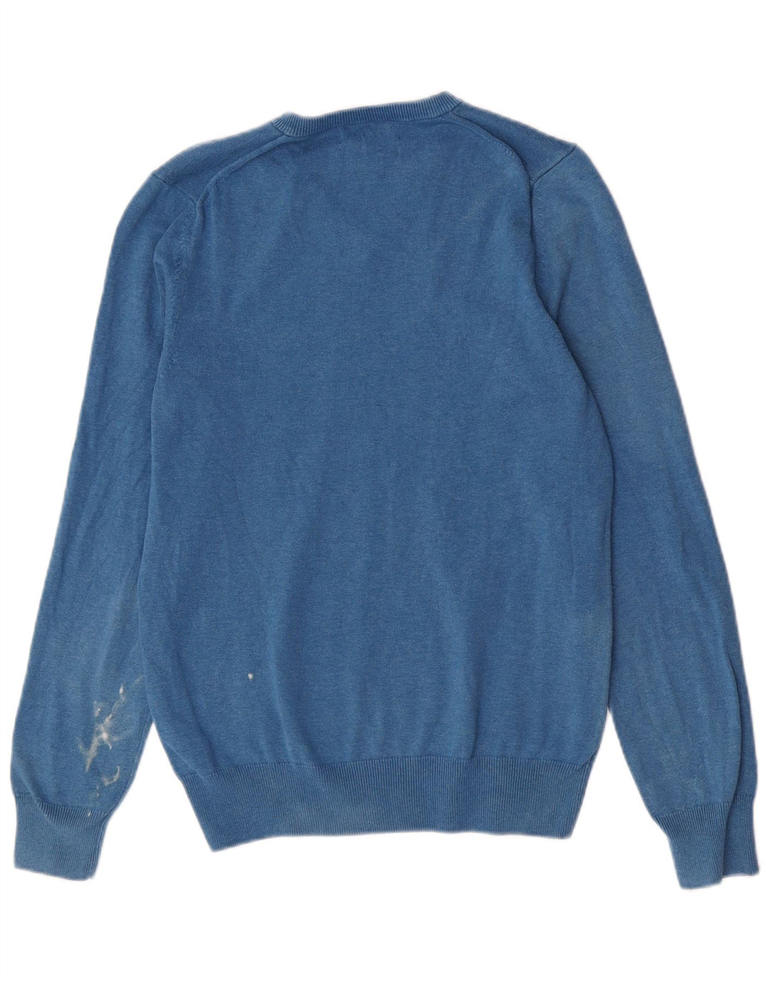 MARKS & SPENCER Mens V-Neck Jumper Sweater Small Blue Cotton