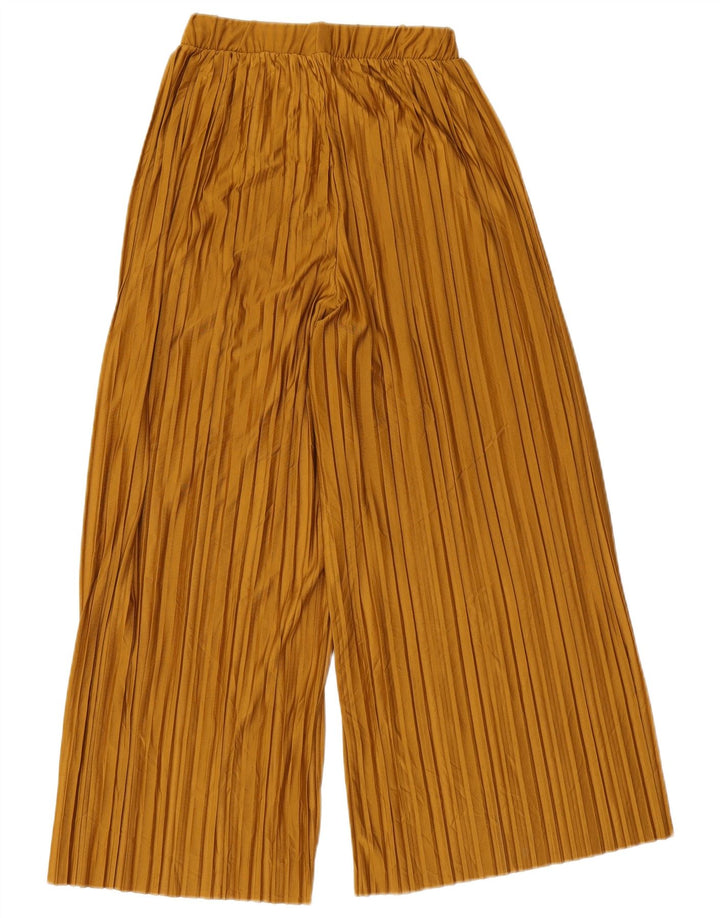 Zara Womens Wide Leg Cropped Trousers Small W26 L23 Beige Polyester