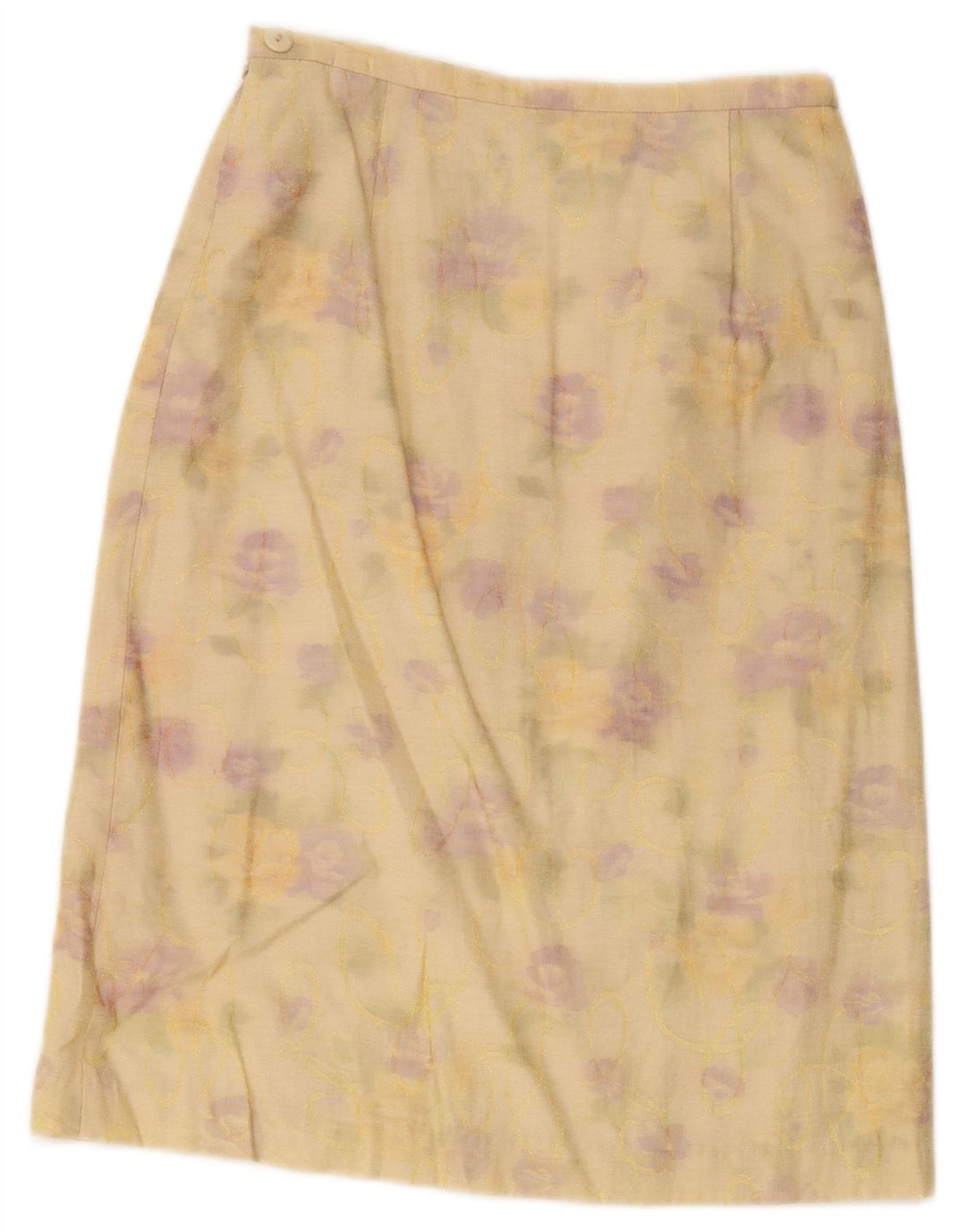 Vintage Womens A-Line Skirt Medium W24  Yellow Floral