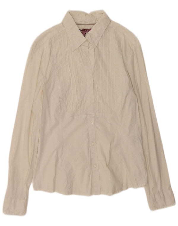 Jeckerson Womens Shirt UK 14 Large Off White Spotted Cotton