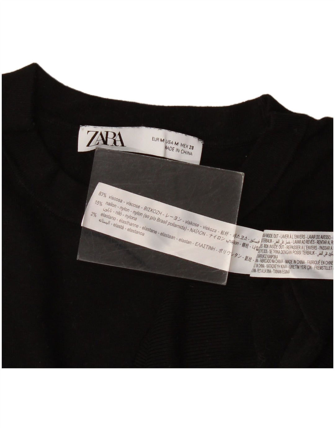Zara Womens Crew Neck Jumper Sweater UK 14 Medium Black Viscose
