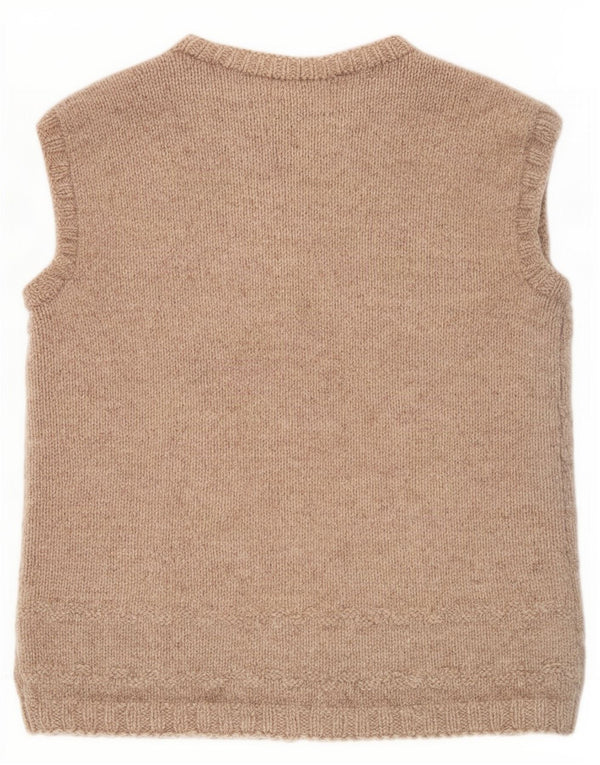 Vintage Womens Sleeveless Cardigan Sweater UK 16 Large Brown