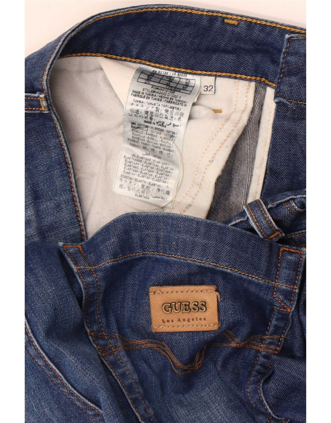 Guess Mens Slim Jeans W32 L34 Blue Cotton