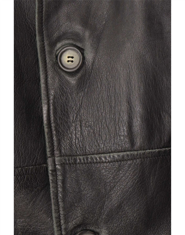 Vintage Mens Leather Jacket IT 54 2XL Black Leather