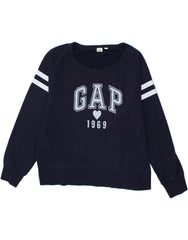 GAP Womens Graphic Sweatshirt Jumper UK 16 Large Navy Blue Cotton