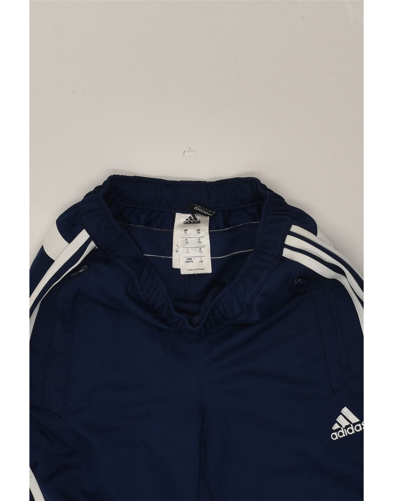 ADIDAS Boys Tracksuit Trousers 11-12 Years Large Navy Blue Polyester | Vintage Adidas | Thrift | Second-Hand Adidas | Used Clothing | Messina Hembry 