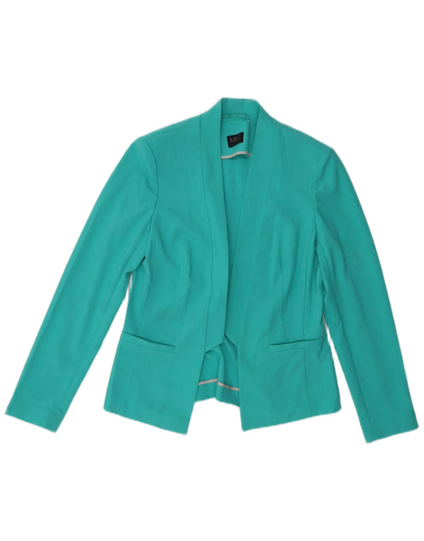 Marks & Spencer Womens Open Blazer Jacket UK 10 Small  Turquoise Polyester