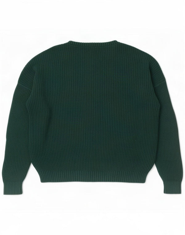 Hollister Womens Oversized Crew Neck Jumper Sweater UK 14 Medium Green