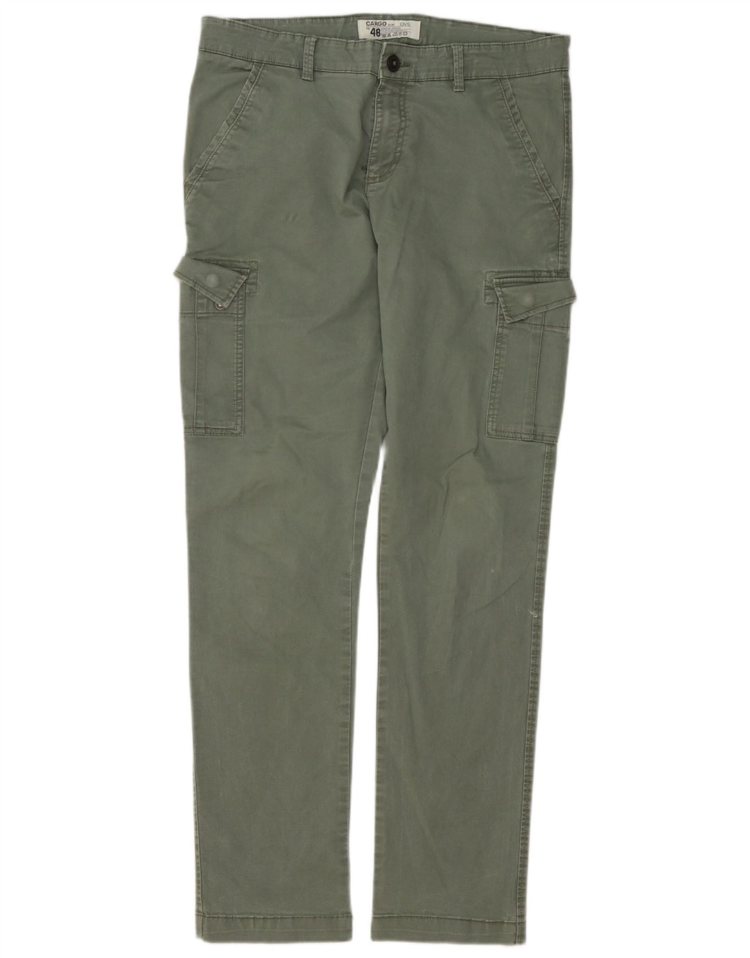 OVS Mens Slim Cargo Trousers IT 48 Medium W34 L33 Green Cotton
