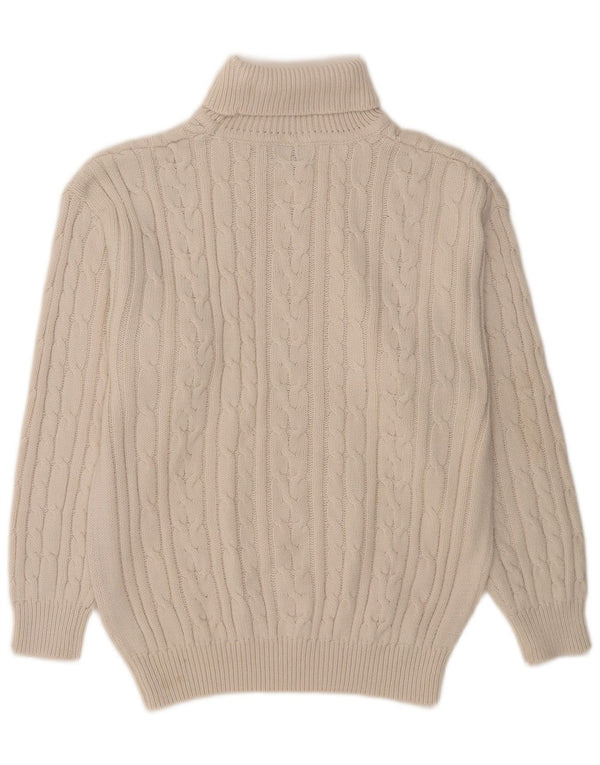 Vintage Mens Roll Neck Jumper Sweater UK 42/44 Large White Acrylic