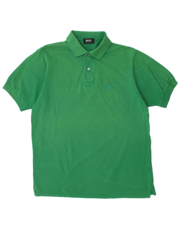 HUGO BOSS Mens Polo Shirt Medium Green Cotton
