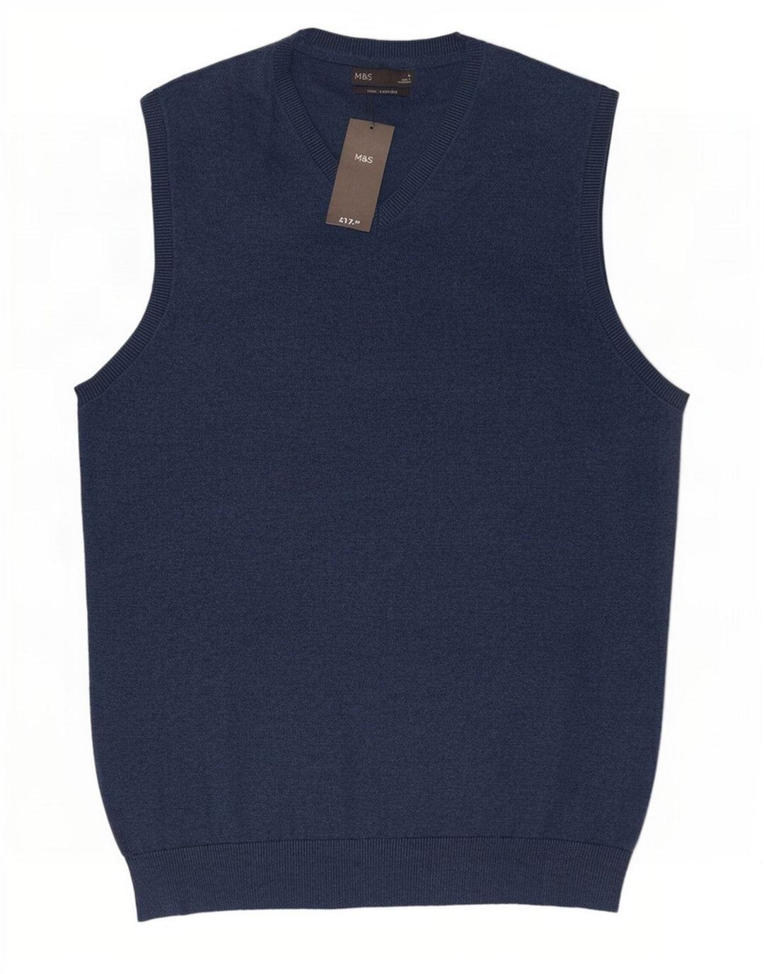 Marks & Spencer Mens Vest Tank Top Large Navy Blue Cotton