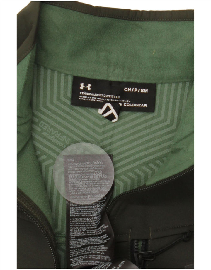 UNDER ARMOUR Mens Cold Gear Tracksuit Top Jacket Small Khaki Polyester