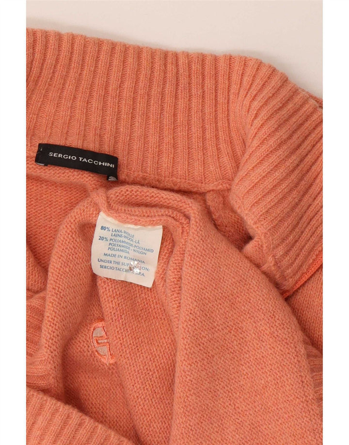 Sergio Tacchini Mens Zip Neck Jumper Sweater Medium Orange Wool