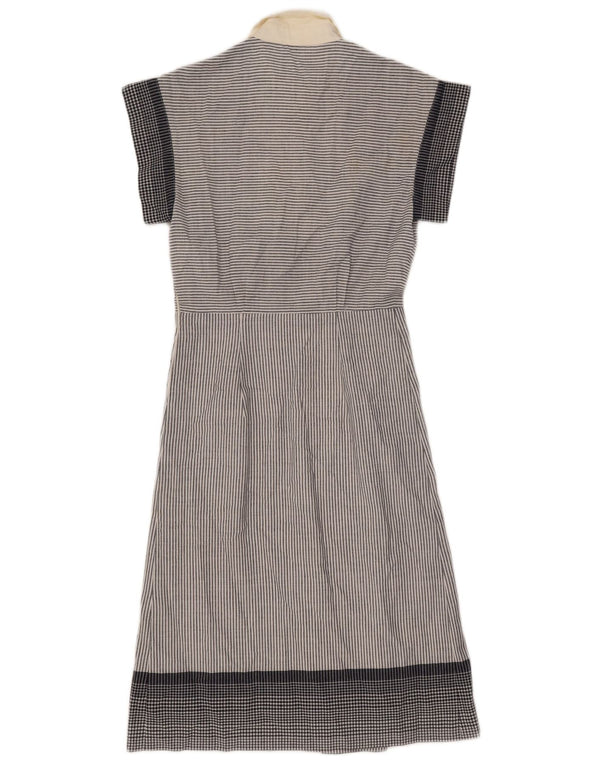 Vintage Womens A-Line Dress UK 8 Small Grey Pinstripe
