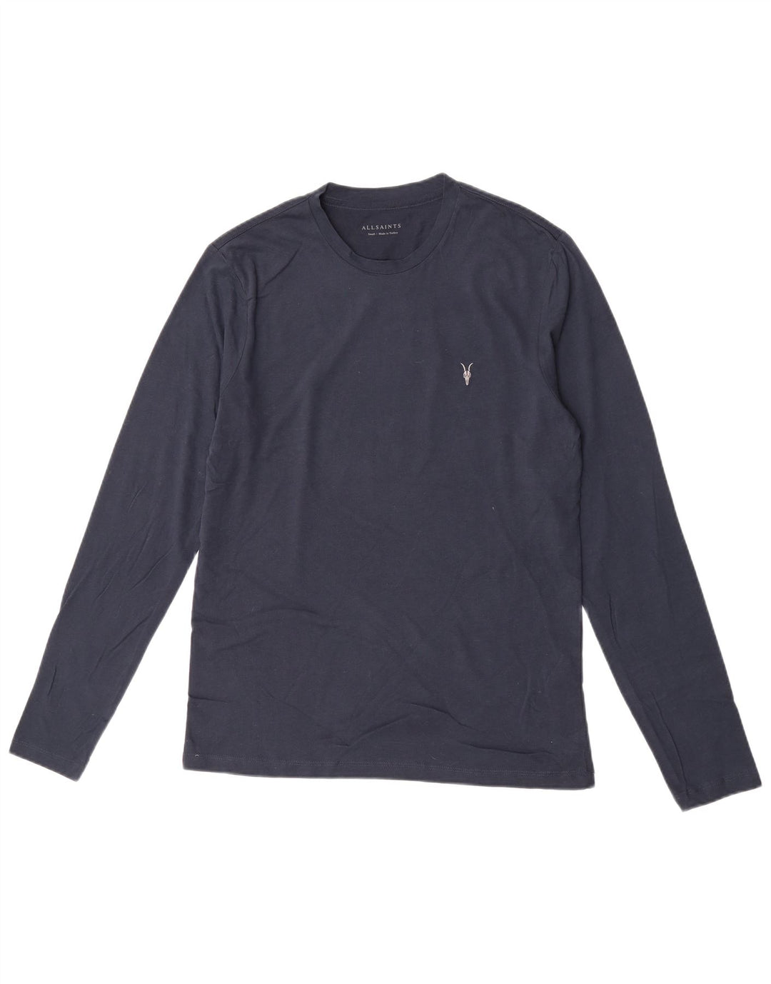 All Saints Mens Top Long Sleeve Small Navy Blue Cotton