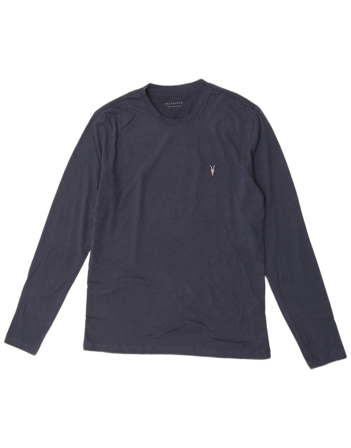 All Saints Mens Top Long Sleeve Small Navy Blue Cotton