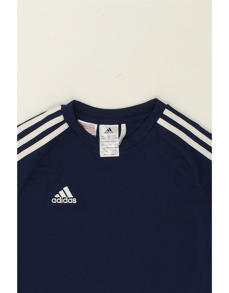 ADIDAS Boys Graphic T-Shirt Top 11-12 Years Navy Blue Polyester | Vintage Adidas | Thrift | Second-Hand Adidas | Used Clothing | Messina Hembry 