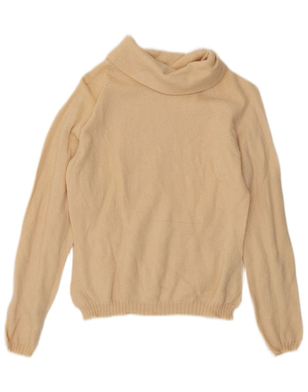 Gran Sasso Womens Crop Roll Neck Jumper Sweater UK 10 Small Beige