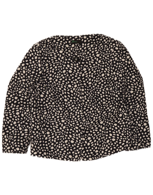 Benetton Womens 3/4 Sleeve Bolero Jacket UK 8 Small Navy Blue Spotted