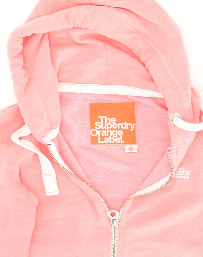 SUPERDRY Womens Zip Hoodie Sweater UK 6 XS Pink Cotton | Vintage Superdry | Thrift | Second-Hand Superdry | Used Clothing | Messina Hembry 