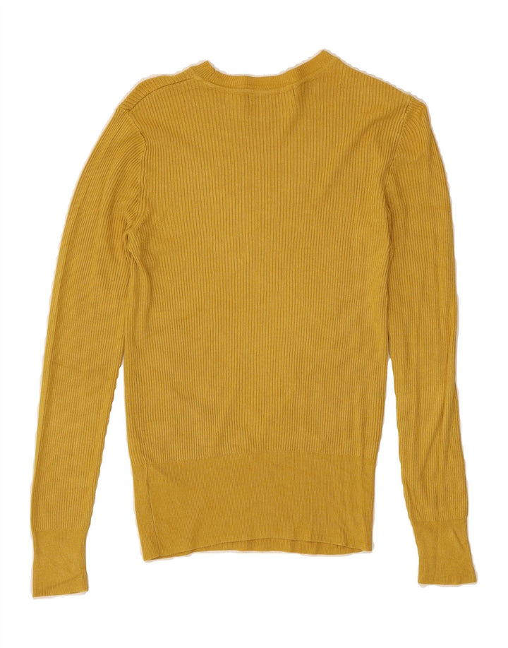 MARKS & SPENCER Womens Crew Neck Jumper Sweater UK 12 Medium Yellow Vintage Marks & Spencer and Second-Hand Marks & Spencer from Messina Hembry 