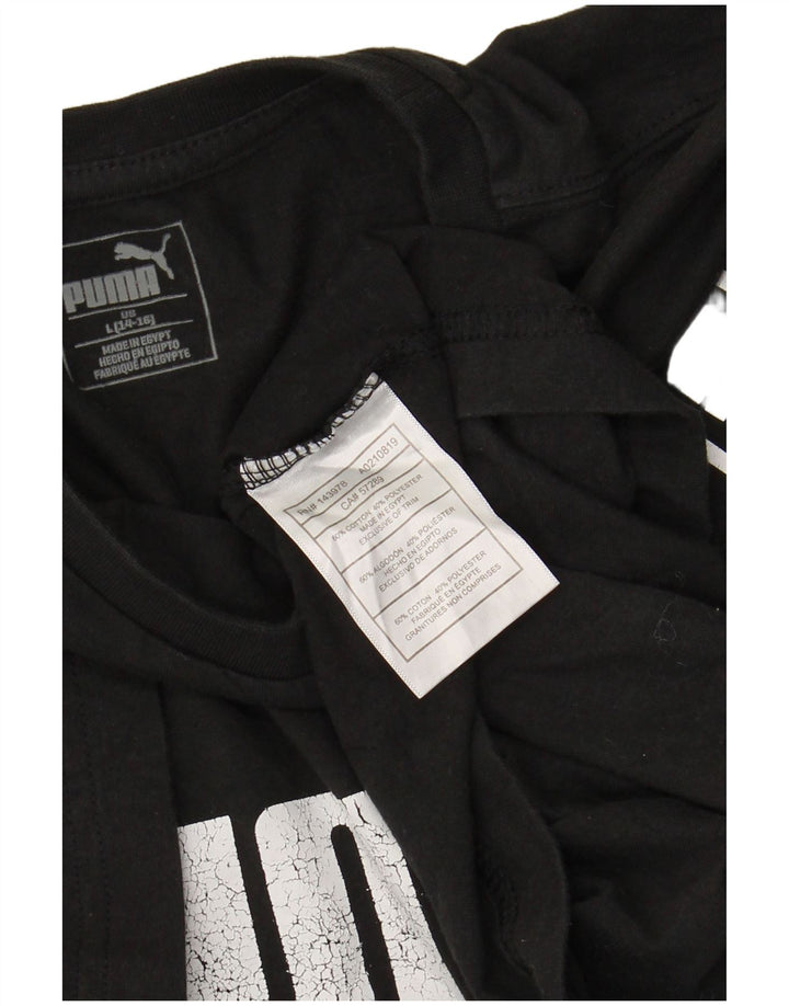 PUMA Boys Graphic T-Shirt Top 13-14 Years Large Black Cotton