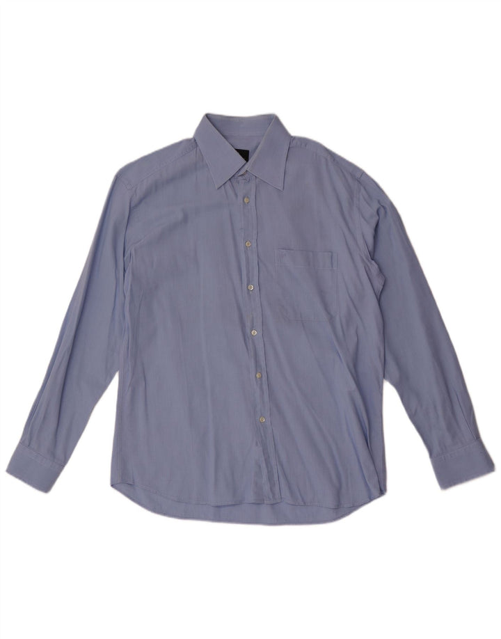 Roccobarocco Mens Shirt Size 41 16 Large Blue Cotton