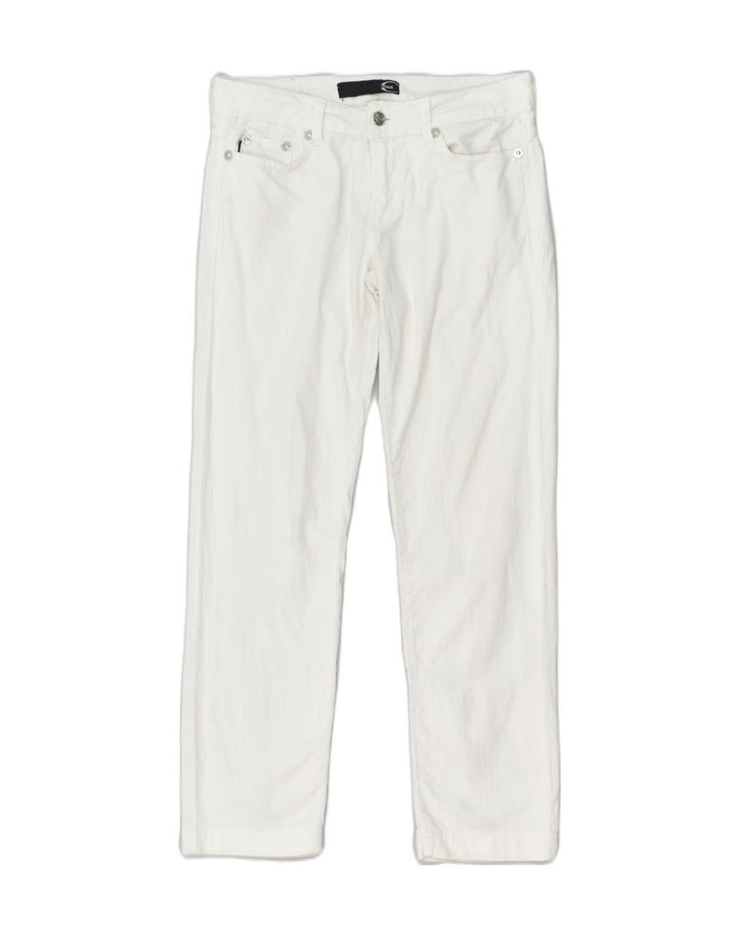 JUST CAVALLI Womens Straight Casual Trousers W29 L28  White Cotton | Vintage Just Cavalli | Thrift | Second-Hand Just Cavalli | Used Clothing | Messina Hembry 