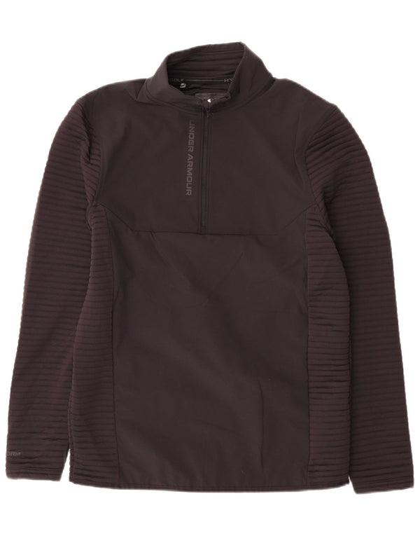 Under Armour Mens Zip Neck Pullover Tracksuit Top Small Black Polyester