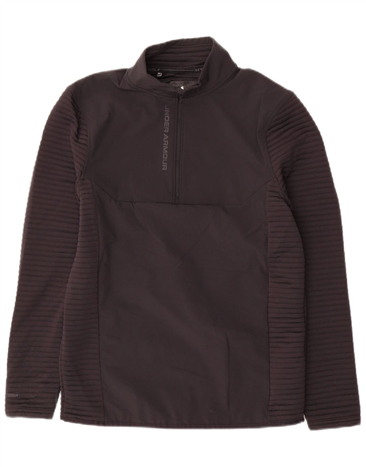 Under Armour Mens Zip Neck Pullover Tracksuit Top Small Black Polyester