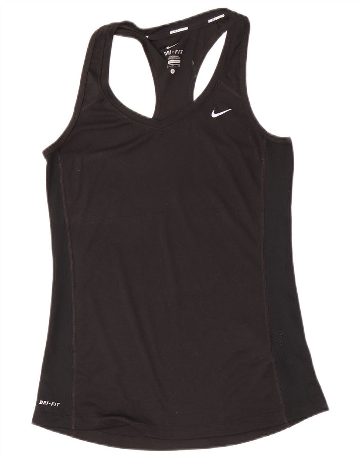 Nike Womens Dri Fit Vest Top UK 8 Small Black Polyester
