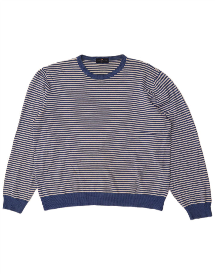 Marks & Spencer Mens Blue Harbour Crew Neck Jumper Sweater XL Blue Striped