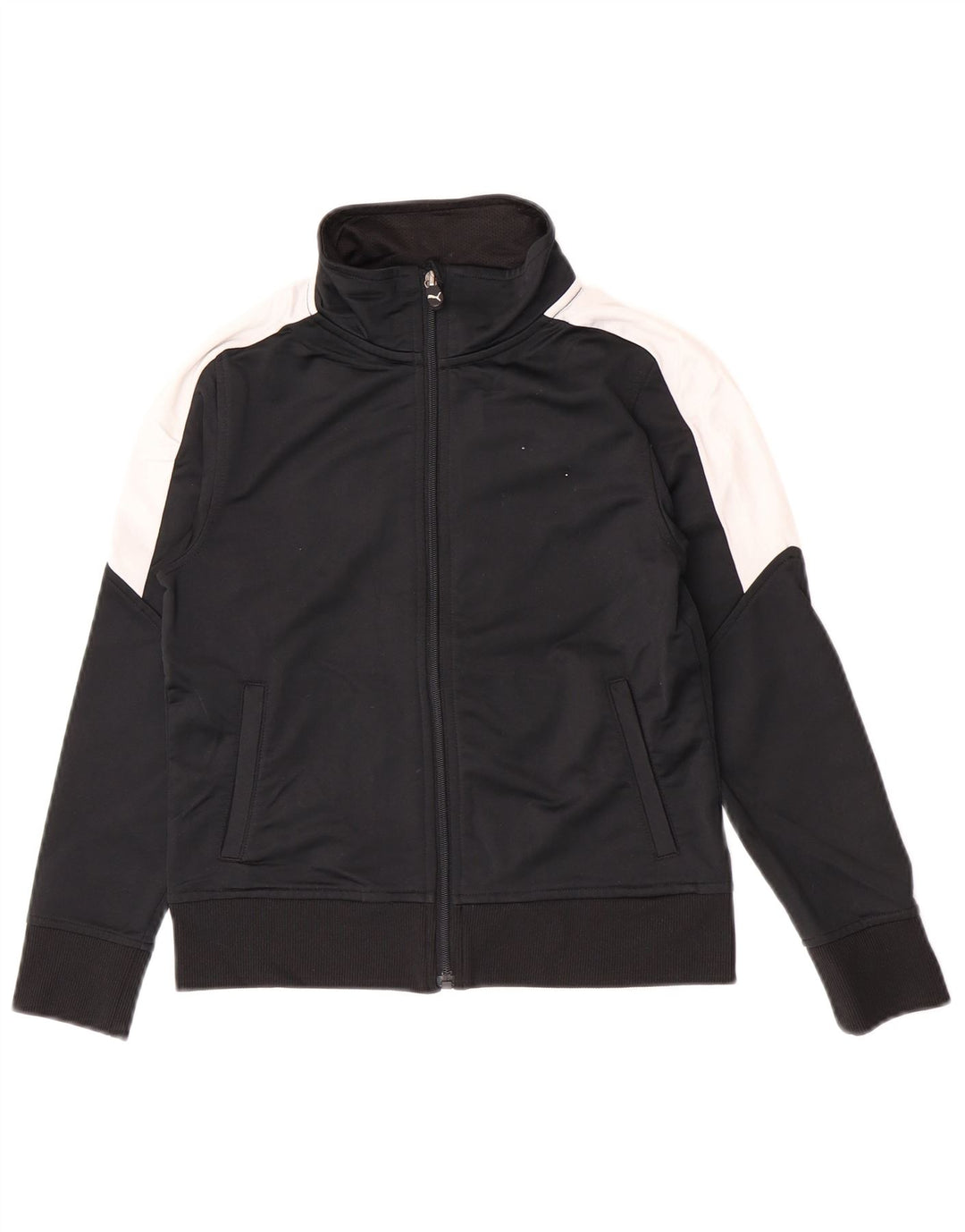 Puma Boys Tracksuit Top Jacket 7-8 Years Small Black Colourblock Polyester