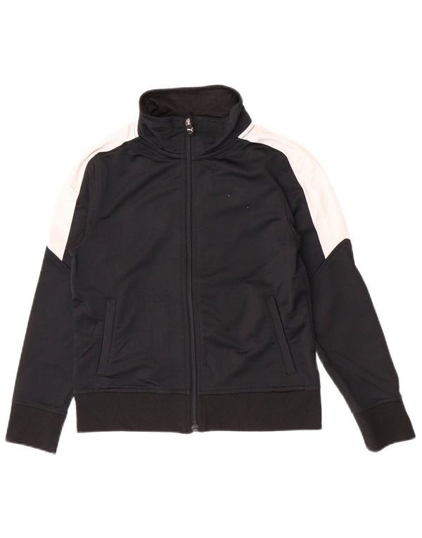Puma Boys Tracksuit Top Jacket 7-8 Years Small Black Colourblock Polyester
