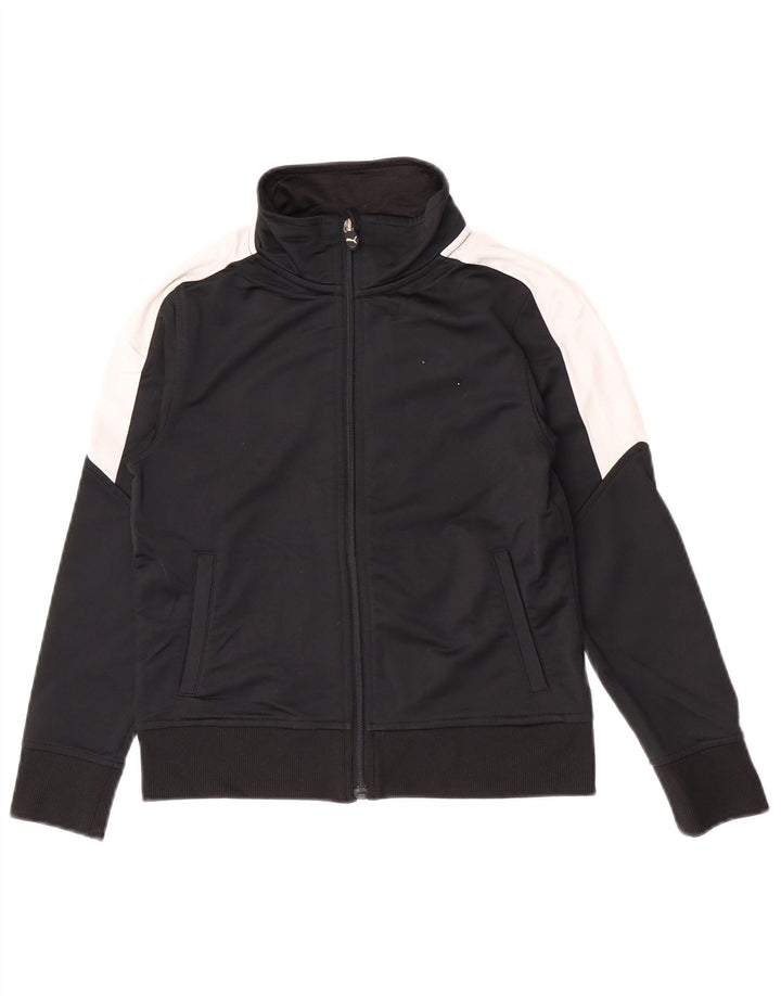 Puma Boys Tracksuit Top Jacket 7-8 Years Small Black Colourblock Polyester
