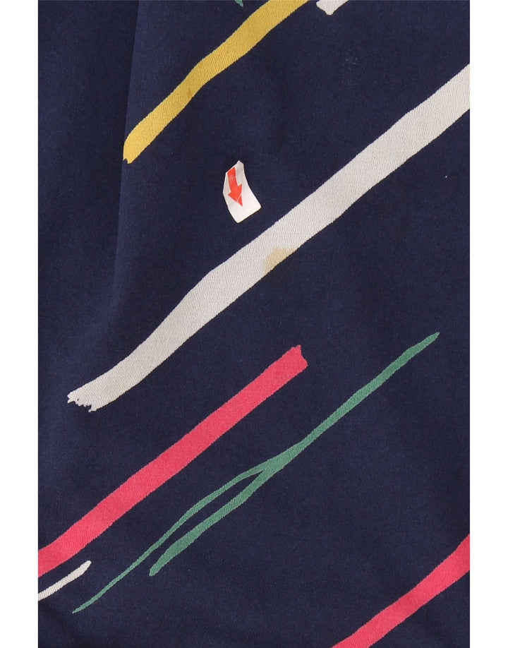 Vintage Womens A-Line Dress IT 42 Medium Navy Blue Striped Polyester