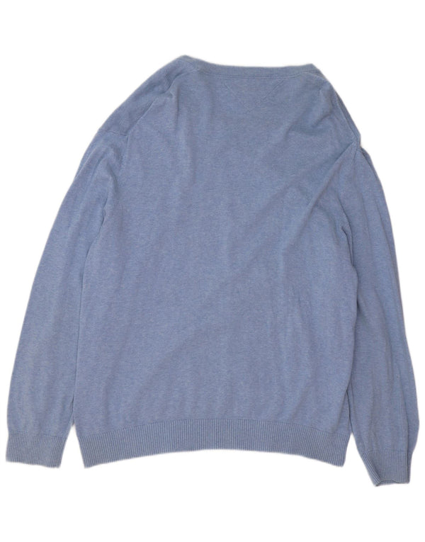 Tommy Hilfiger Mens V-Neck Jumper Sweater 2XL Blue