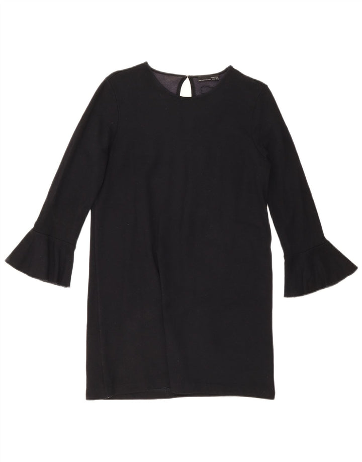 Zara Womens Long Sleeve Shift Dress UK 10 Small Navy Blue