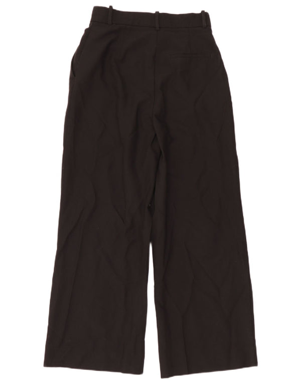 Zara Womens Wide Leg Suit Trousers Small W26 L28 Black Polyester
