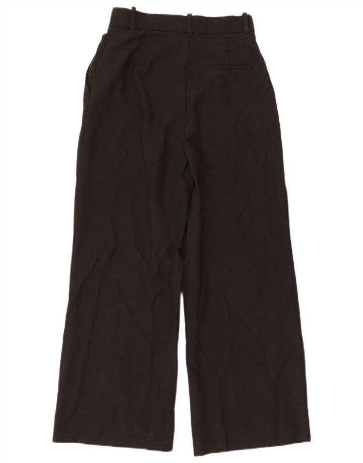 Zara Womens Wide Leg Suit Trousers Small W26 L28 Black Polyester