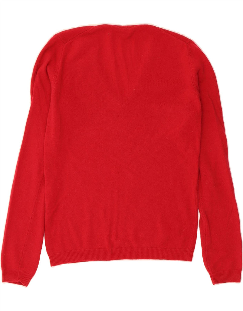 BENETTON Womens V-Neck Jumper Sweater UK 10 Small Red Wool Vintage Benetton and Second-Hand Benetton from Messina Hembry 
