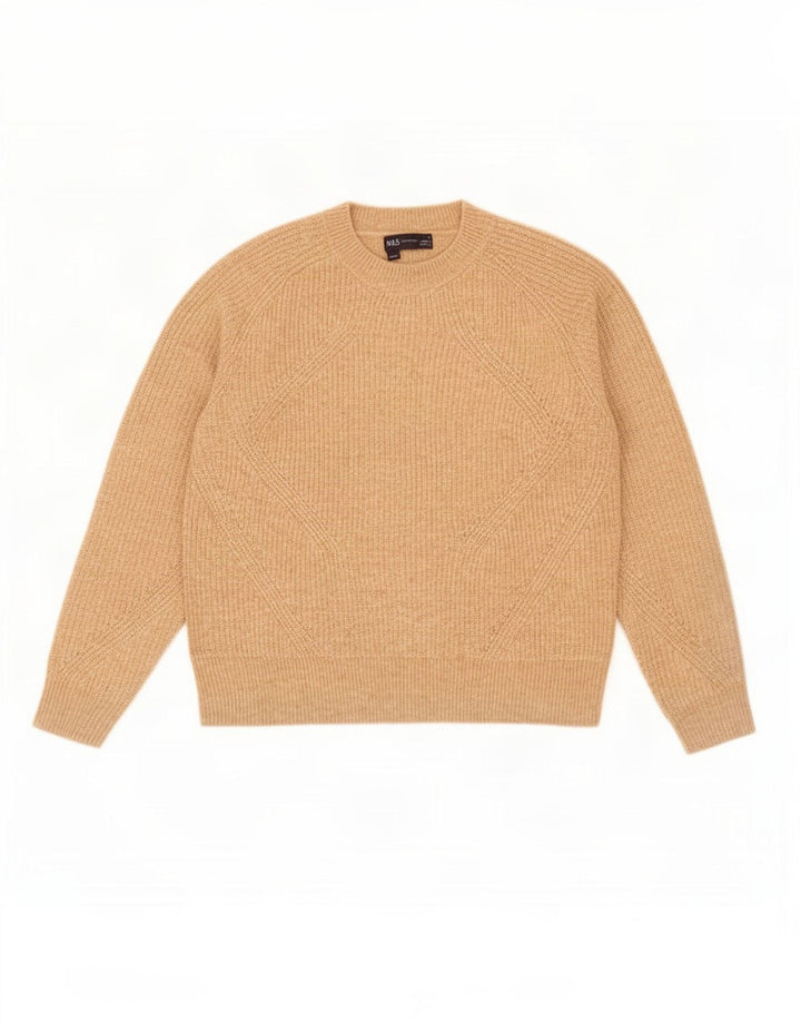 Marks & Spencer Womens Crew Neck Jumper Sweater UK 14 Medium Beige
