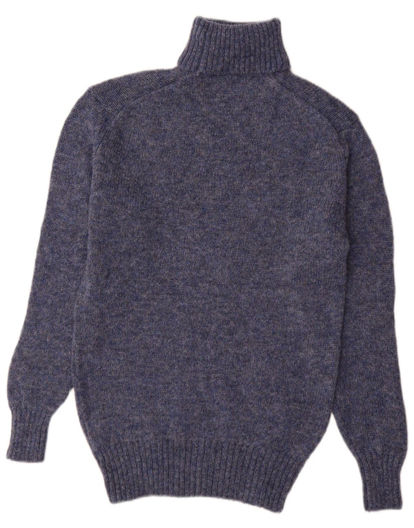 Vintage Mens Roll Neck Jumper Sweater Small Blue New Wool