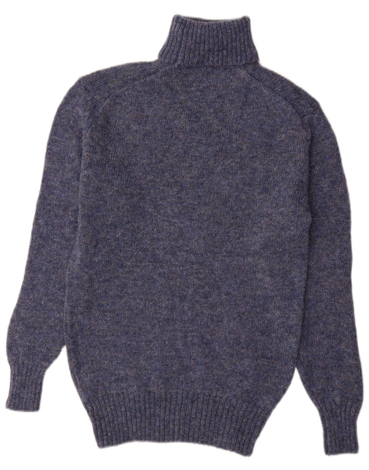 Vintage Mens Roll Neck Jumper Sweater Small Blue New Wool