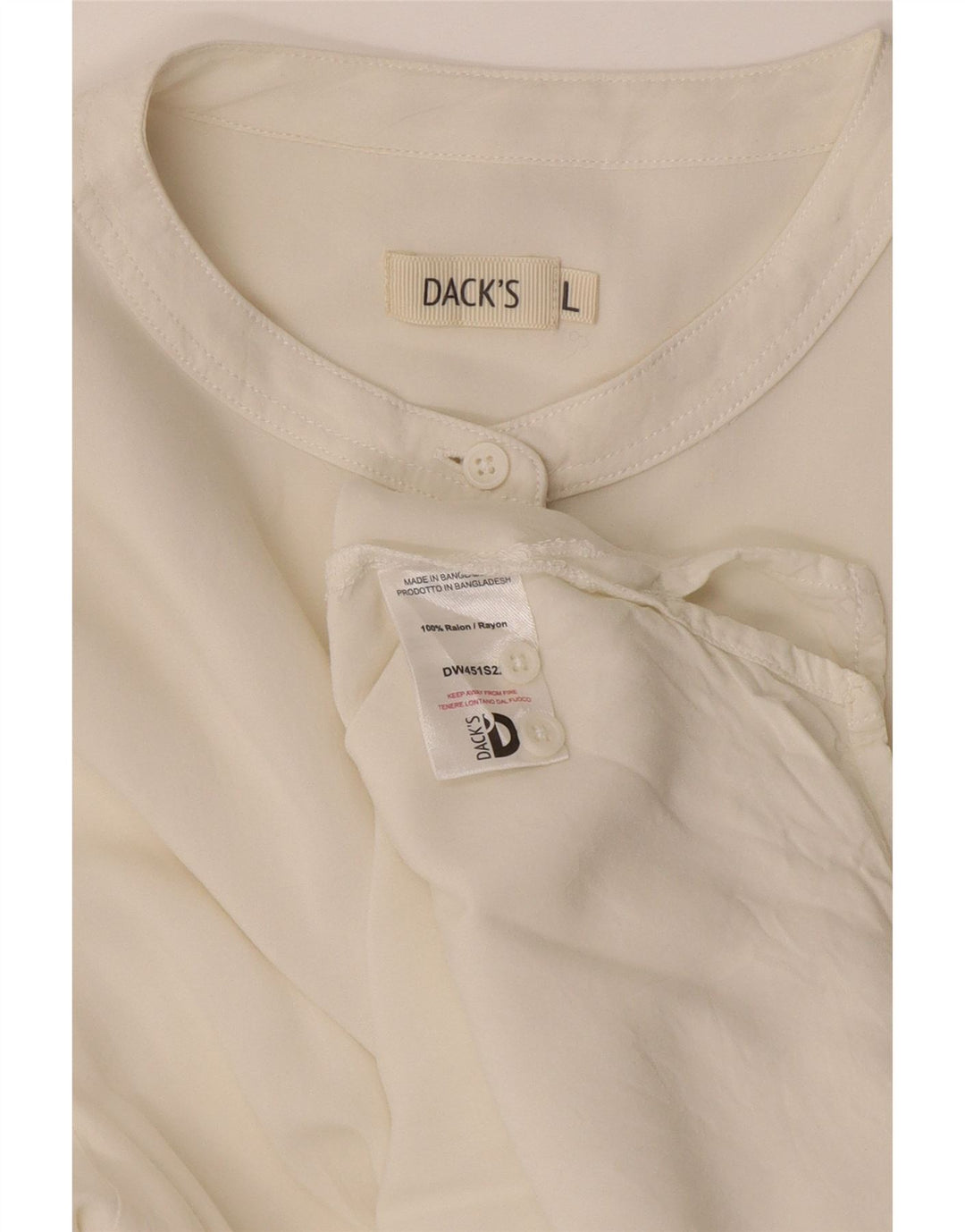 Dack's Womens Longline Pullover Shirt UK 16 Large Off White Rayon