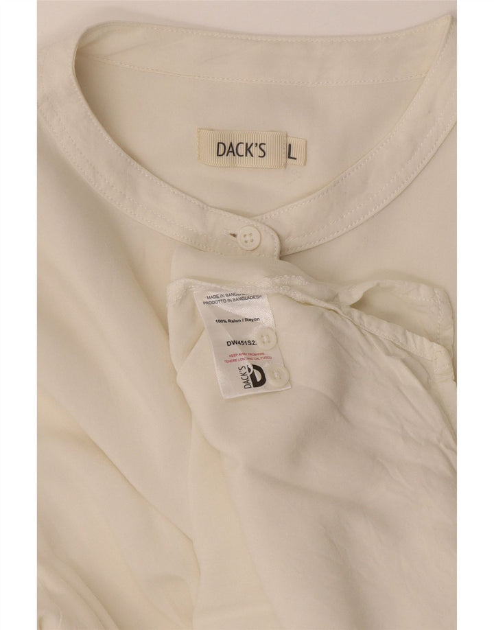 Dack's Womens Longline Pullover Shirt UK 16 Large Off White Rayon
